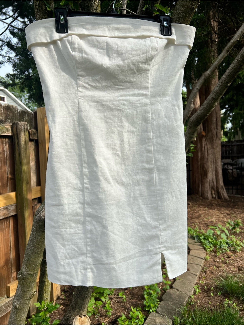 Chic strapless ivory white tube y2k dress BP Nordstrom COTTON stretch slit S